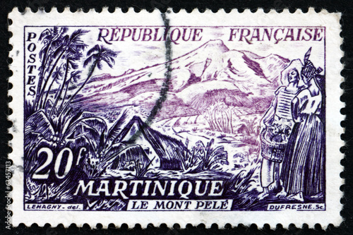 Postage stamp France 1955 Mount Pelee  Martinique