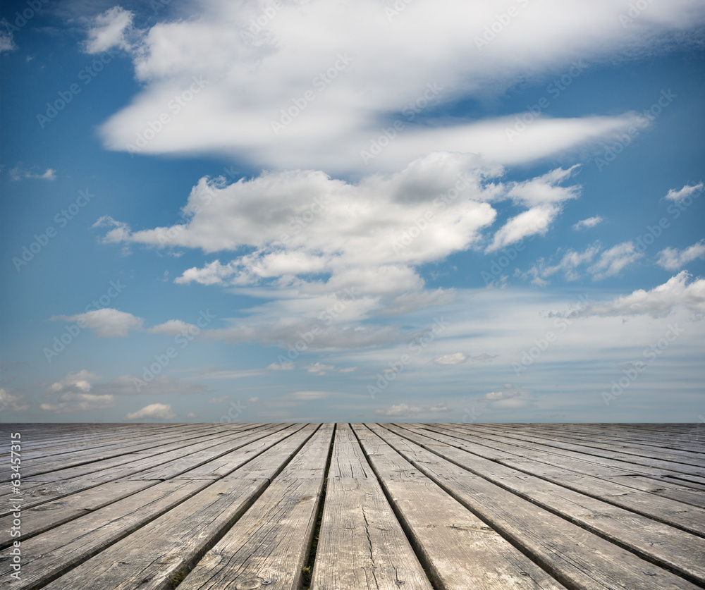 Floor of wooden planks