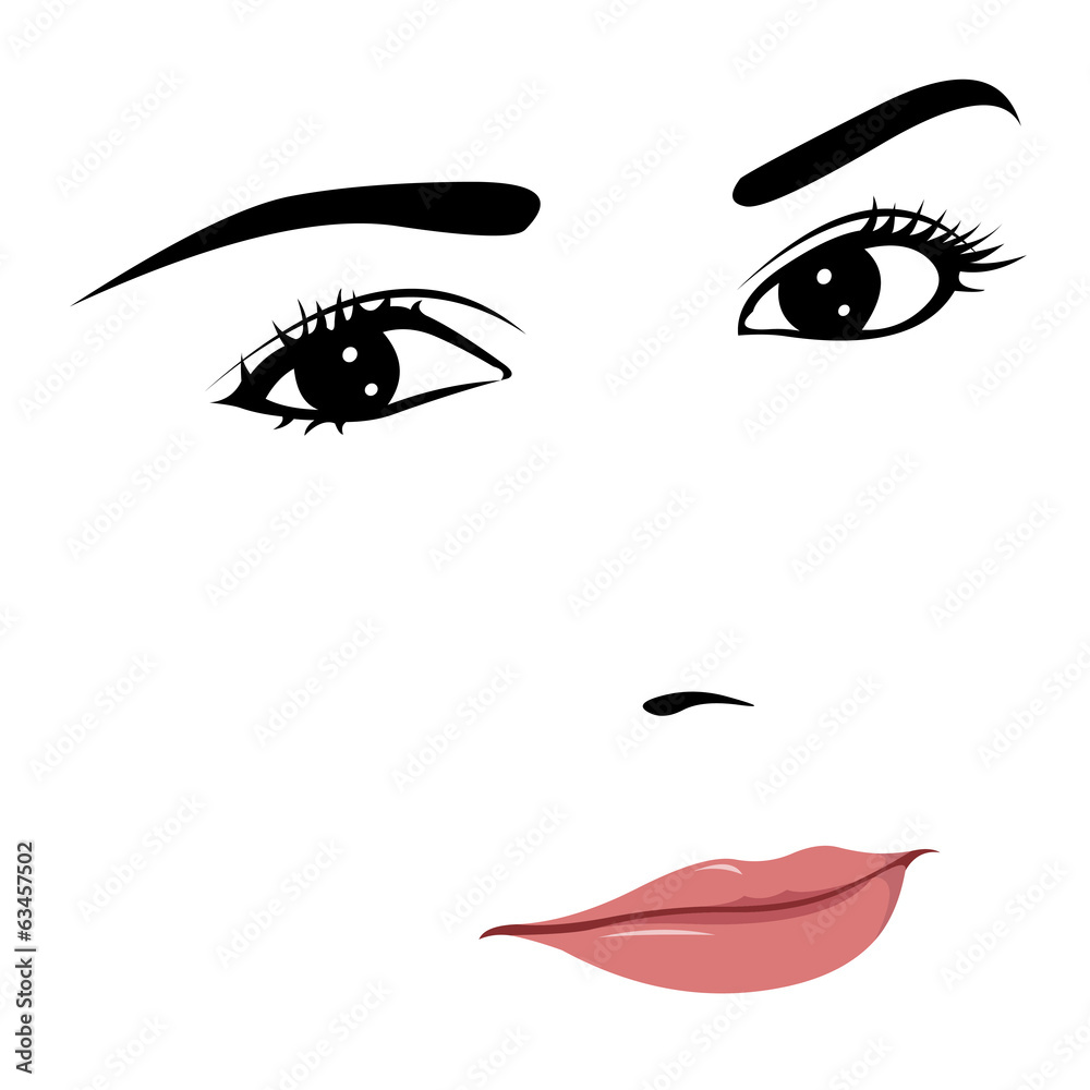 Woman with thoughtful smile. Vector illustration. Woman with thoughtful smile. Vector illustration.