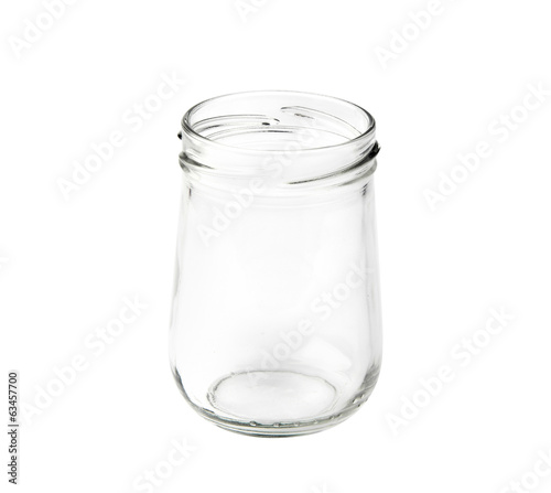 Empty jam jar isolated on a white