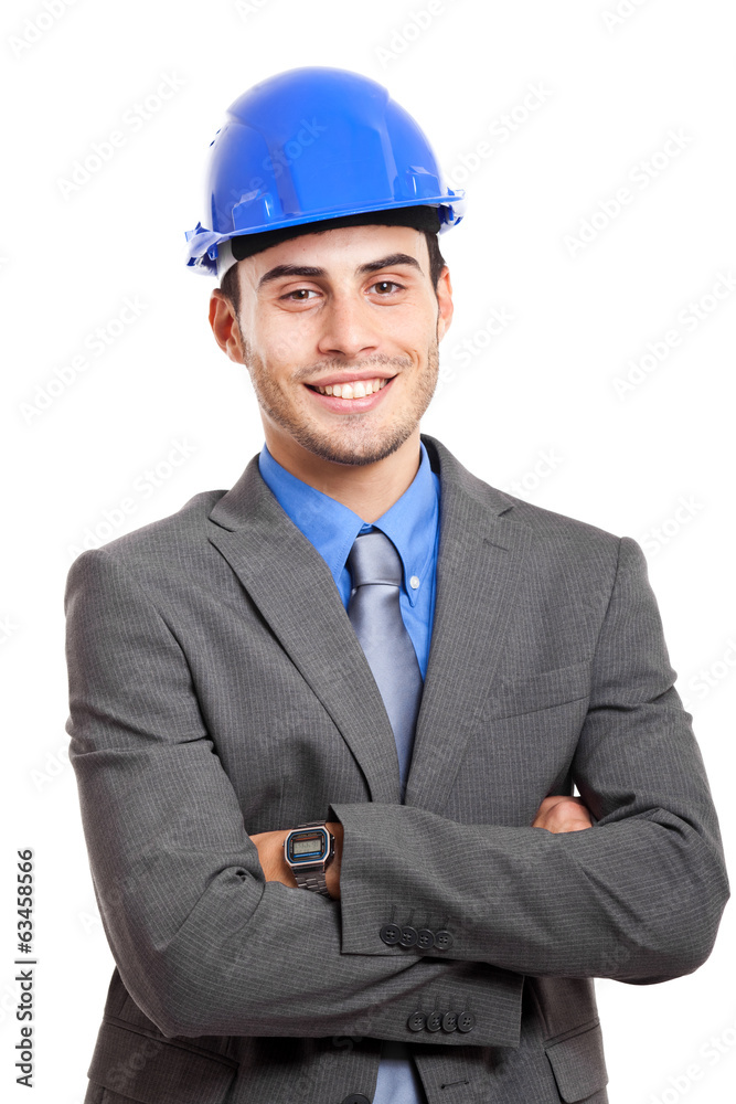 Smiling engineer isolated on white Smiling engineer isolated on white