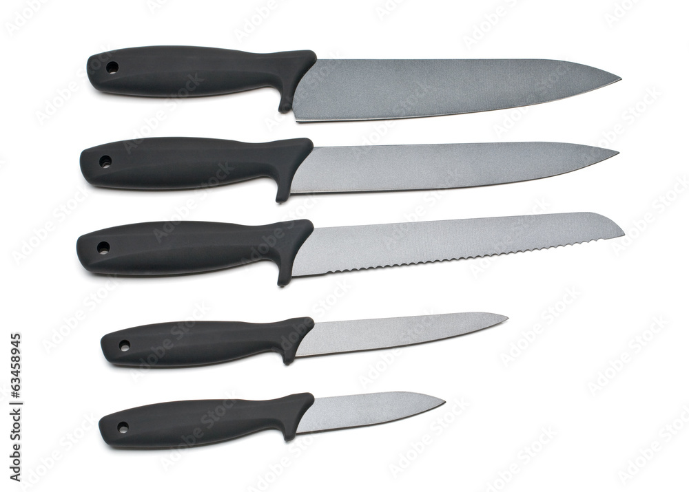 Obraz premium Set of steel kitchen knives
