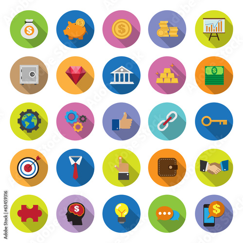 flat icons collection with long shadow