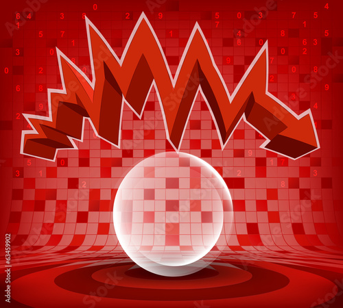 red descending zig zag arrow graph vector