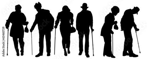 Vector silhouette of old people.