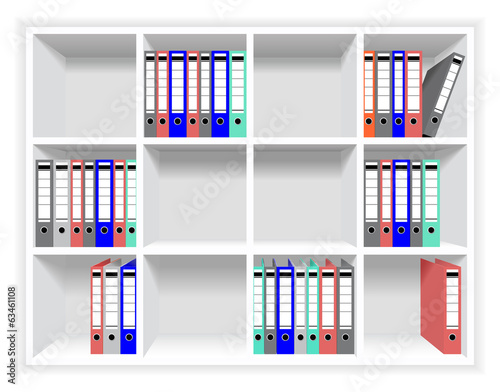 Rows of folders on the shelves.