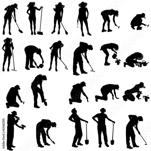 Vector silhouette of a gardener.