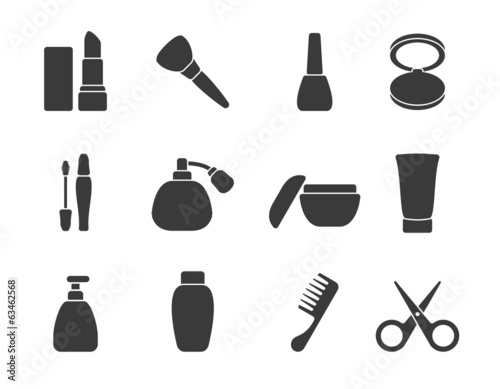Flat vector make-up & hair accessory icons