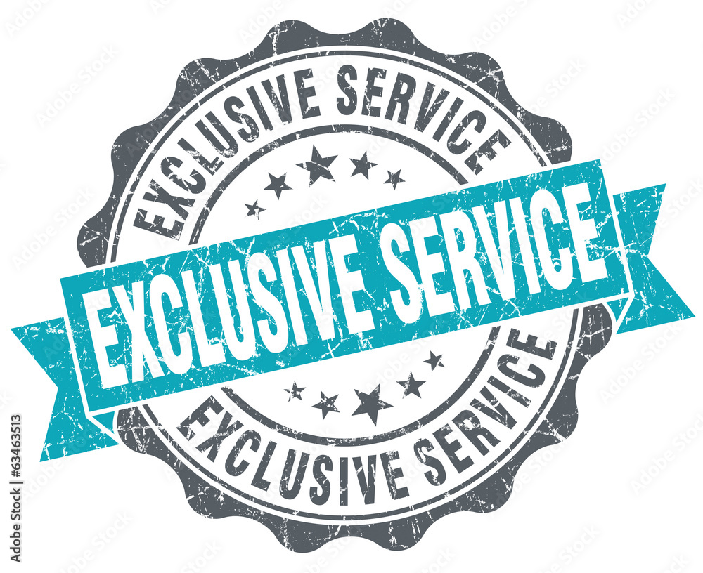 Exclusive service blue grunge retro style isolated seal Exclusive service blue grunge retro style isolated seal