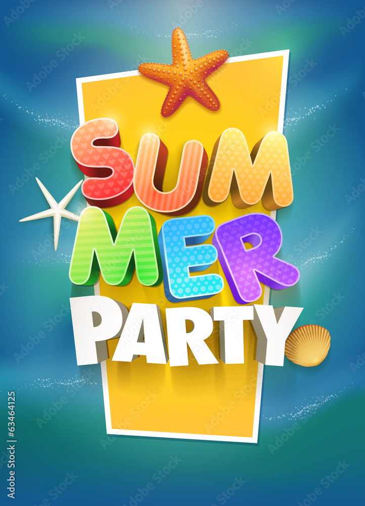 Summer Party Poster - obrazy, fototapety, plakaty 