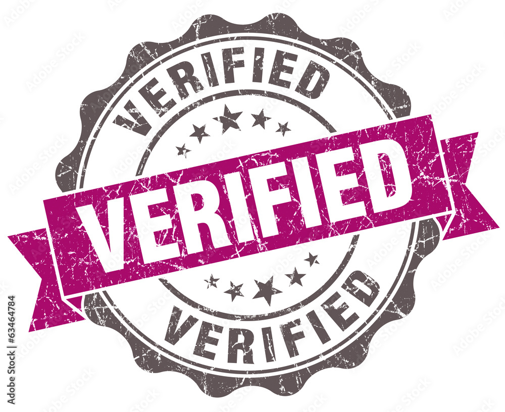 Obraz premium Verified violet grunge retro style isolated seal