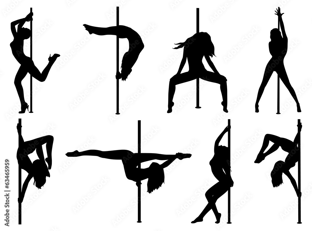 Pole dance women silhouettes Stock Vector | Adobe Stock