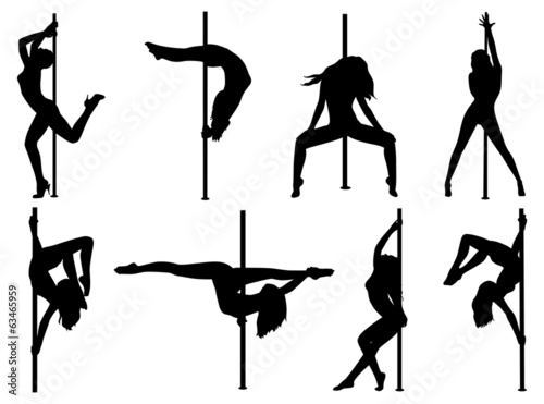 Pole dance women silhouettes