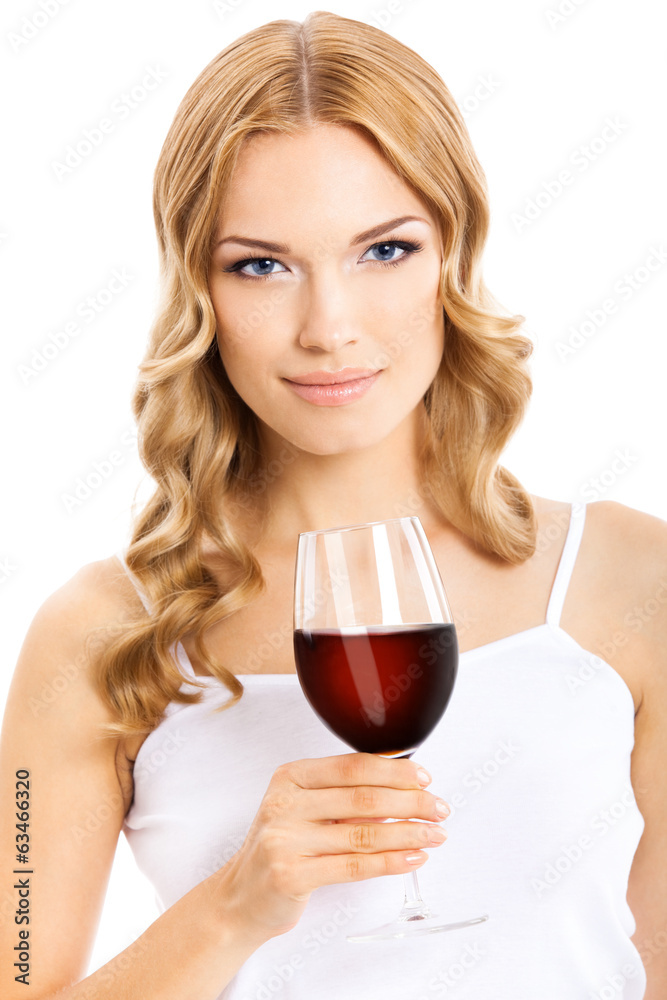 Young happy woman with glass of red wine Young happy woman with glass of red wine