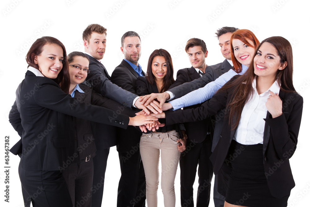 Obraz premium Business people stacking hands