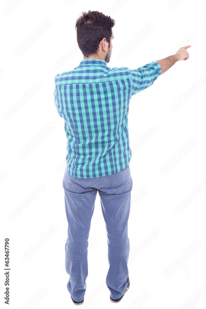 Handsome man pointing, isolated on white Handsome man pointing, isolated on white