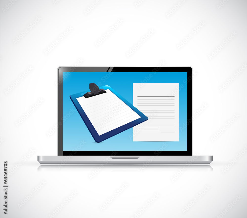 laptop and clipboard illustration design