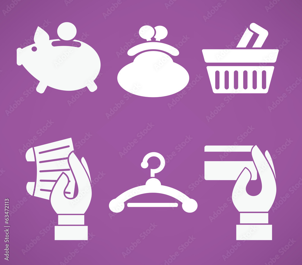 flat banking, money and shopping icons flat banking, money and shopping icons