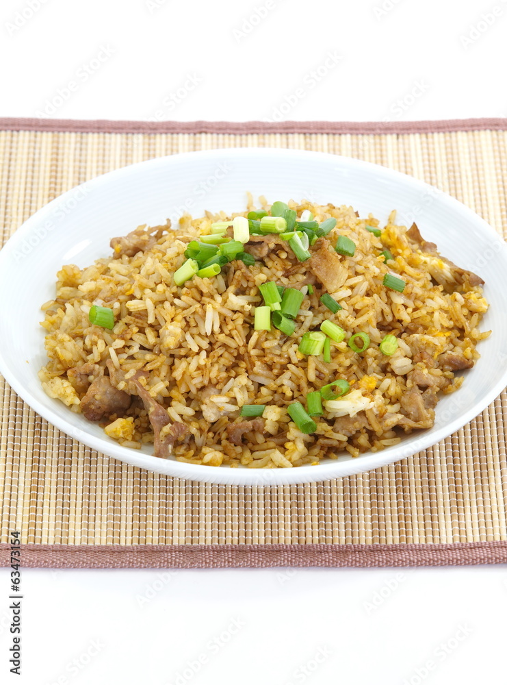 asian food fried rice with pork and egg asian food fried rice with pork and egg