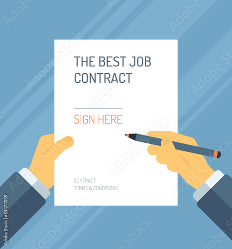 Signing a contract form flat illustration