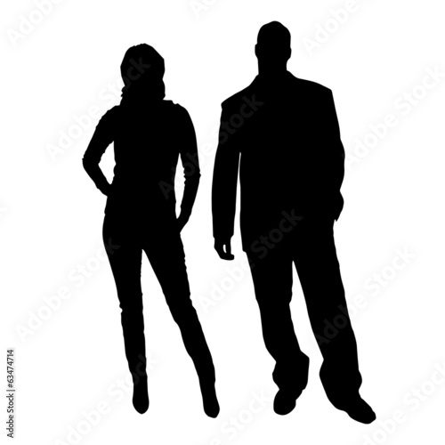 Vector silhouette of a man with a sexy woman.