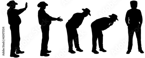 Vector silhouette of a fat man.