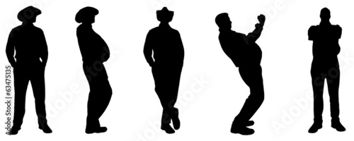 Vector silhouette of a fat man.