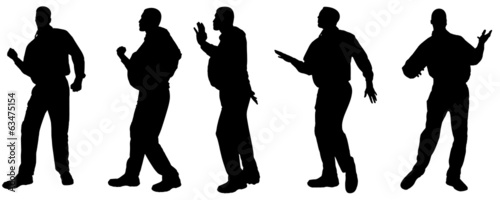 Vector silhouette of a fat man.