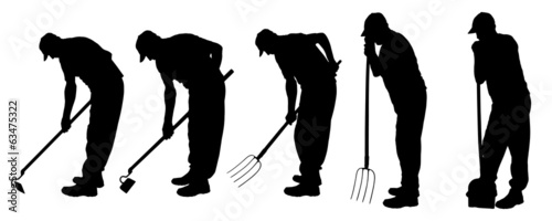 Vector silhouette of gardener.