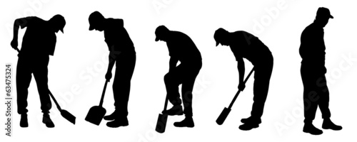 Vector silhouette of gardener.