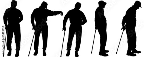 Vector silhouette of old people.