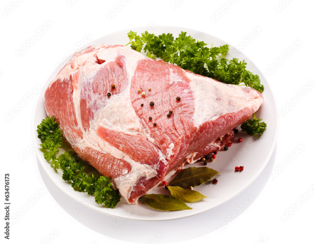 Fresh raw pork on white background Fresh raw pork on white background