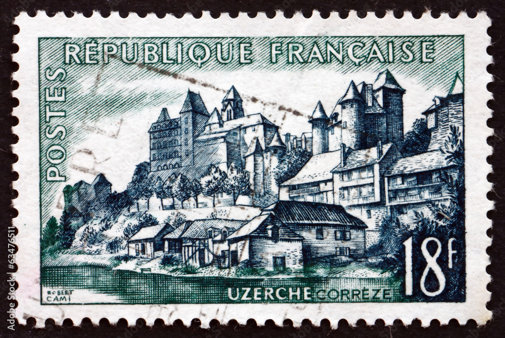 Postage stamp France 1955 View of Uzerche