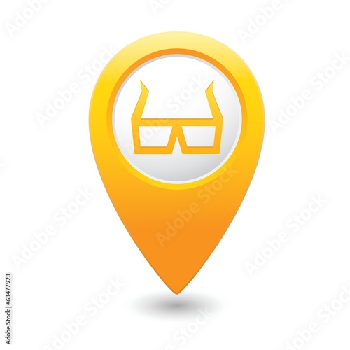 Map pointer with 3D glasses icon