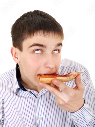 Teenager eat Pizza