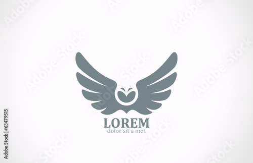 Bird wings abstract vector logo design. Flying Owl icon