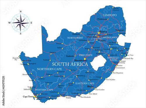 Canvas Print South Africa map