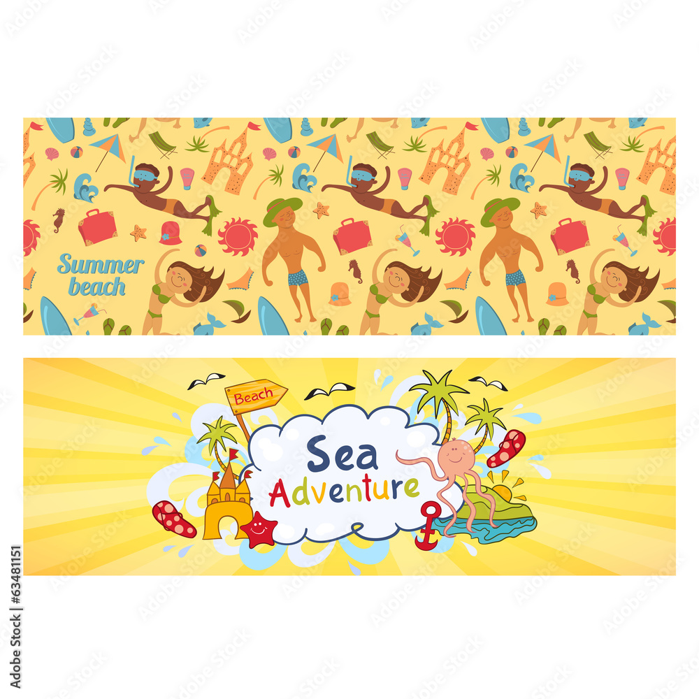 Summer holidays banners set, templates for ilustration holiday