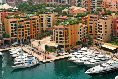 Marina and modern buildings in Monte Carlo, Monaco.