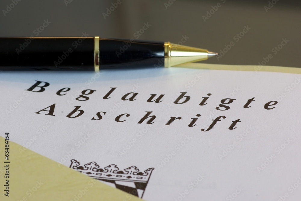 Fototapeta premium Beglaubigte Abschrift