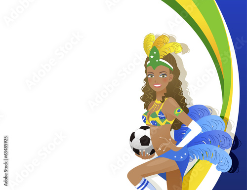 ブラジル サッカー カーニバル Attractive Carnival dancer holding soccer ball