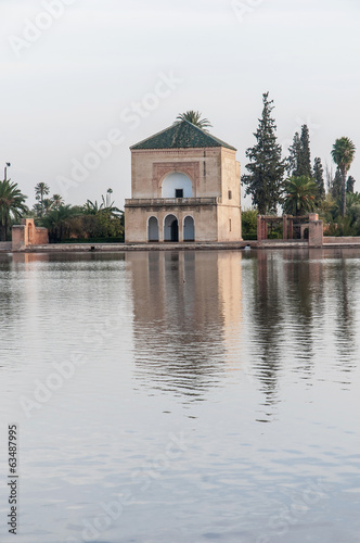 Pavillion on Menara Gardens at Marrakech, Morocco