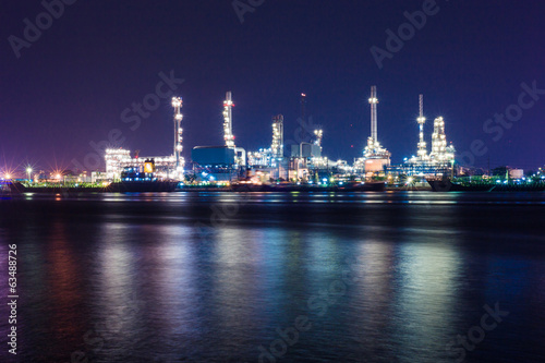 Oil refinery at night scene