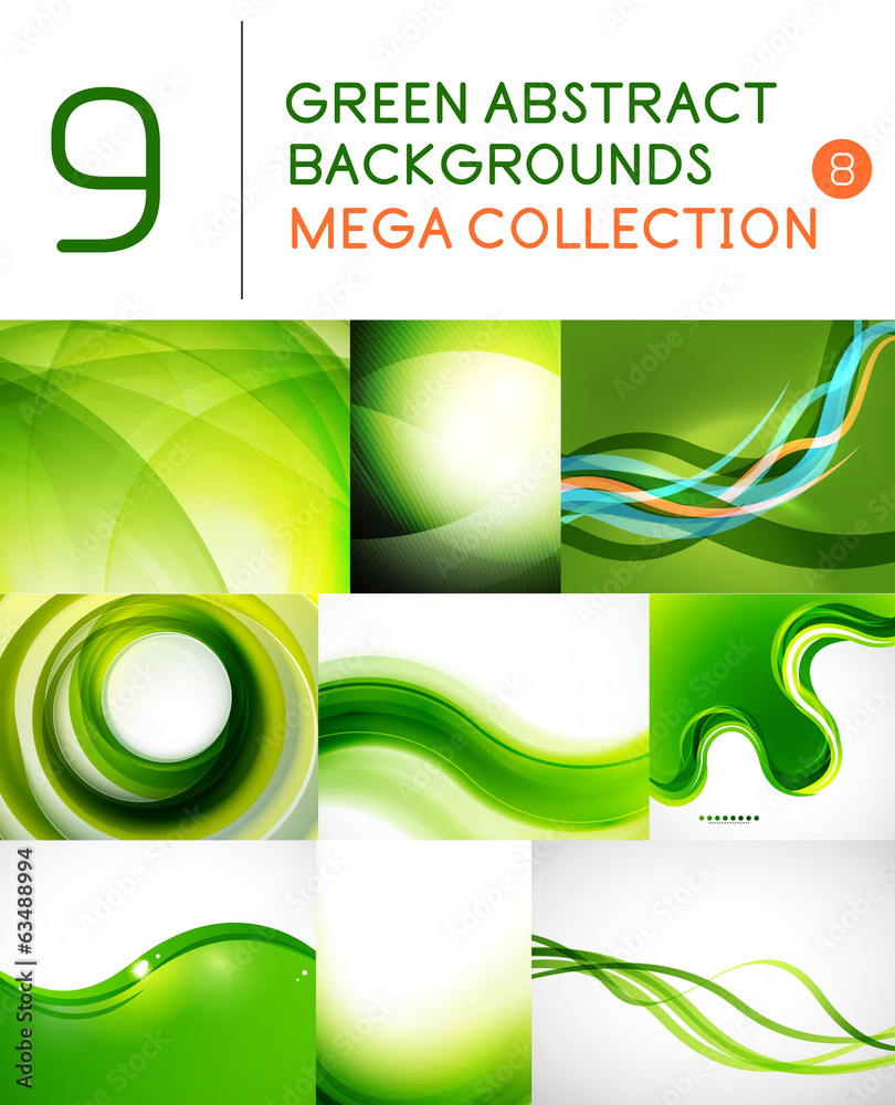 Mega set of green abstract backgrounds