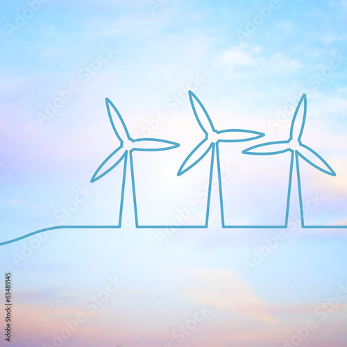 Wind turbines generating electricity.