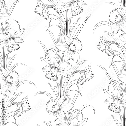 Spring flowers fabric seamless pattern