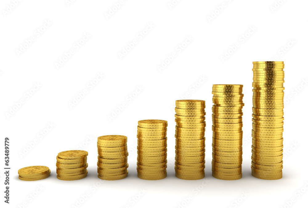 Increasing coin stacks. Savings concept Increasing coin stacks. Savings concept