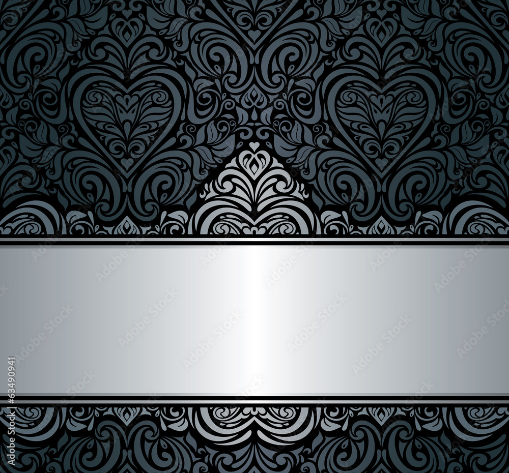 black & silver vintage invitation background design