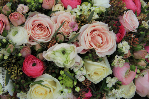 Pink and white bridal arrangement