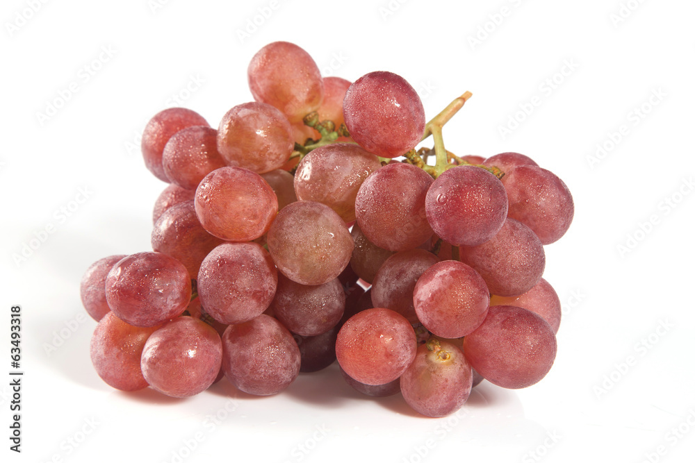 red grapes over white background.